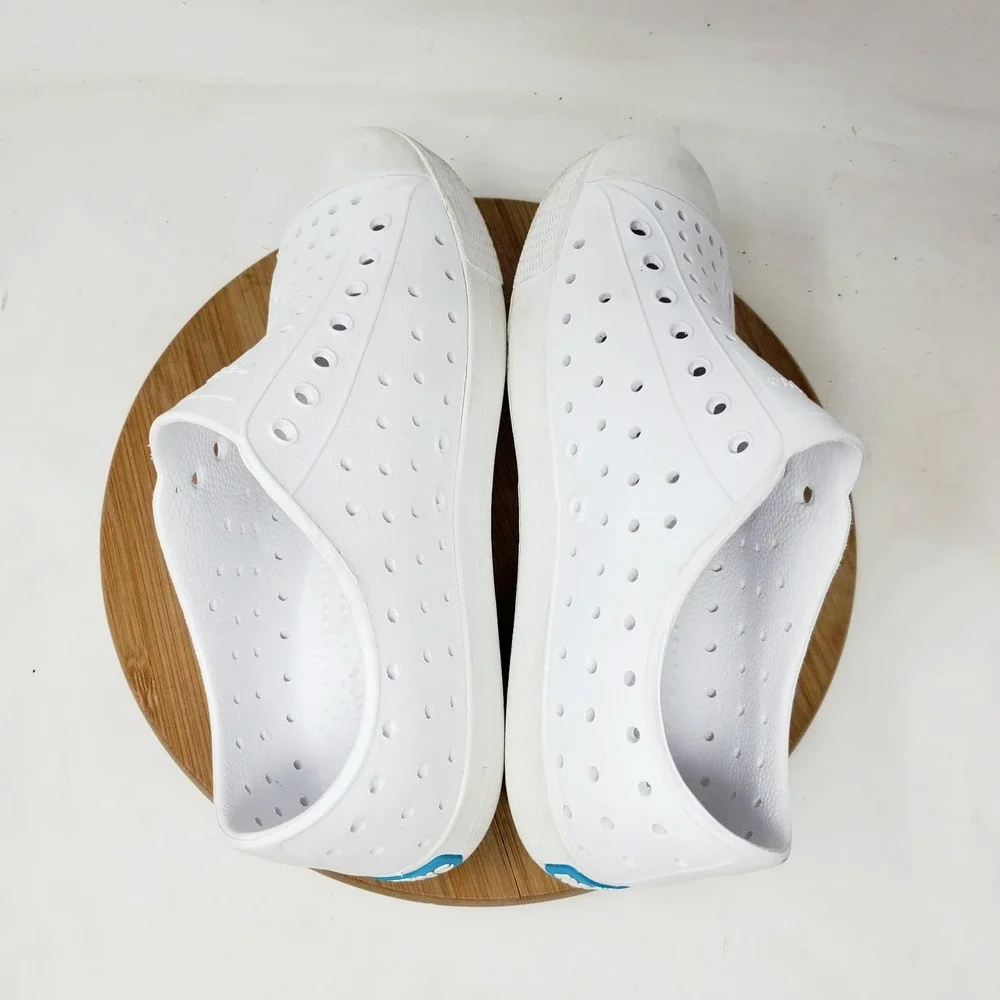 Native Jefferson Shoes Big Kids 3 Girls Boys White Slip On Sandal Play School J3